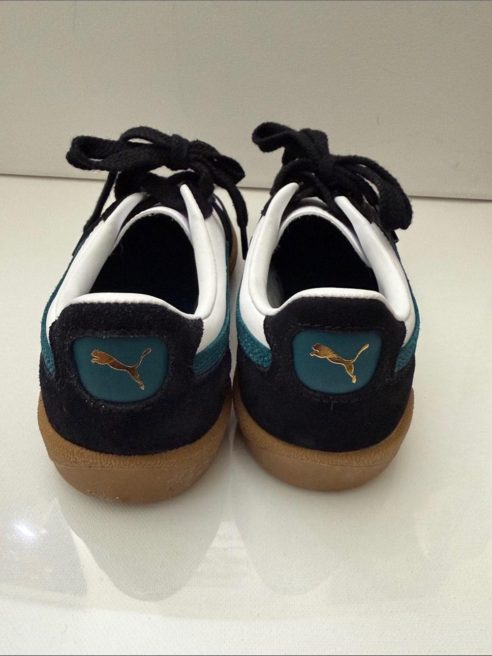 Puma Palermo Black Dark Green and White Sneakers with Gum Sole - Picture 5 of 9